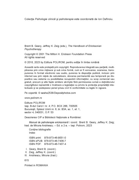 Manual de psihoterapie ericksoniană